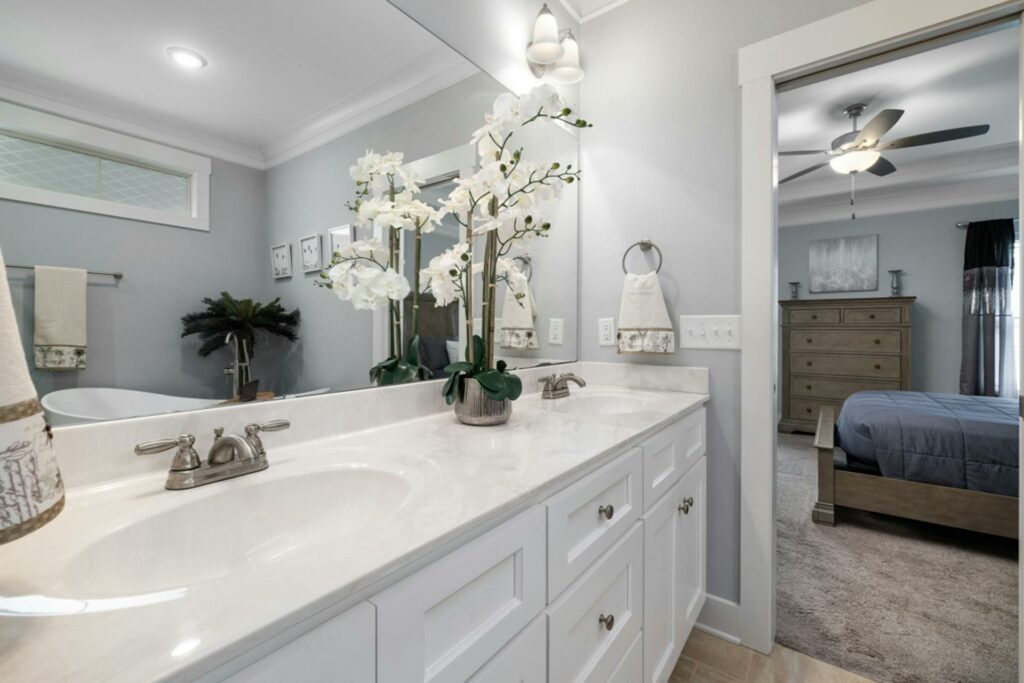Bathroom staging should feel like a spa.